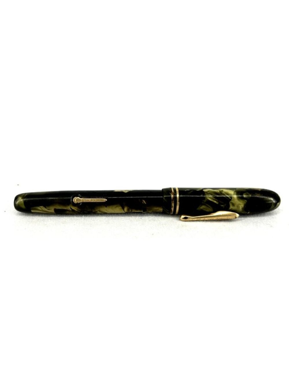 Conklin Endur Fountain Pen in Green Black Marbled USA Pat 1918